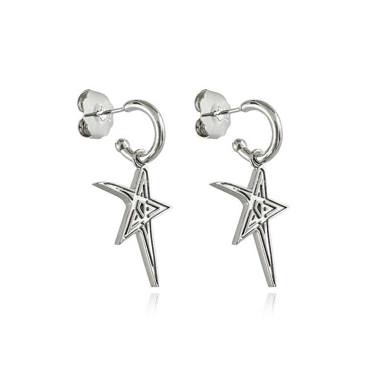 Zarcillos Argollas Estrellas Mini Plata 925 – Camila Canabal