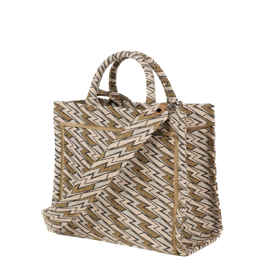 Medium Grazia PWR Jacquard Bag | Beige