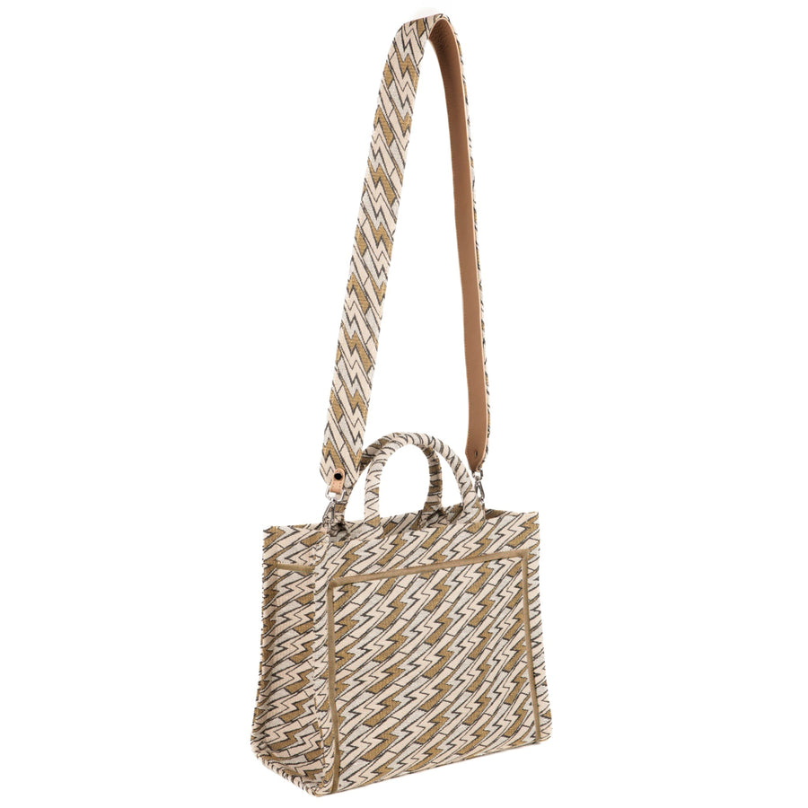 Medium Grazia PWR Jacquard Bag | Beige