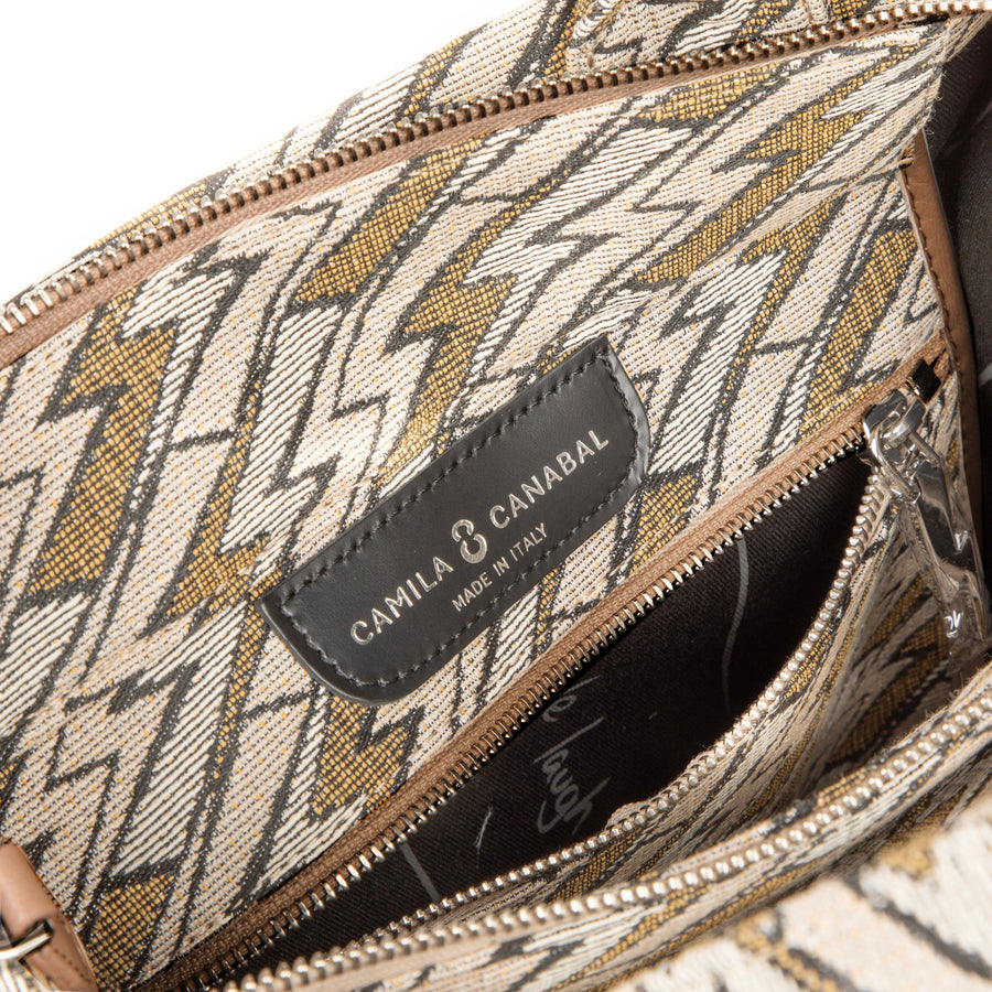 Medium Grazia PWR Jacquard Bag | Beige