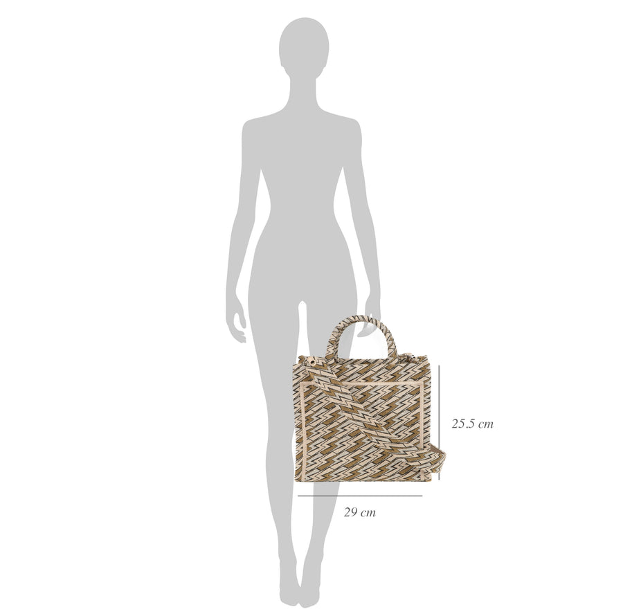 Medium Grazia PWR Jacquard Bag | Beige