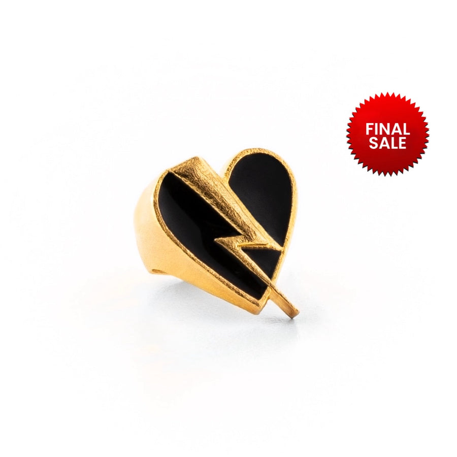 Anillo Corazón Iluminado | Dorado y Negro