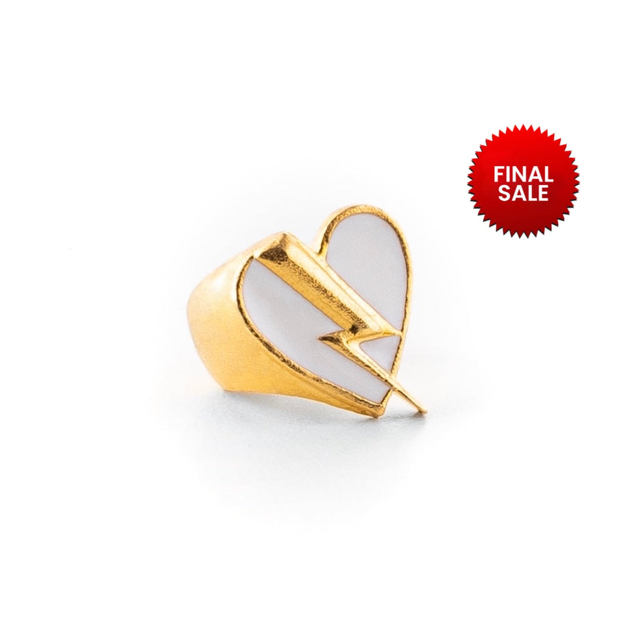 Anillo Corazón Iluminado | Dorado y Blanco