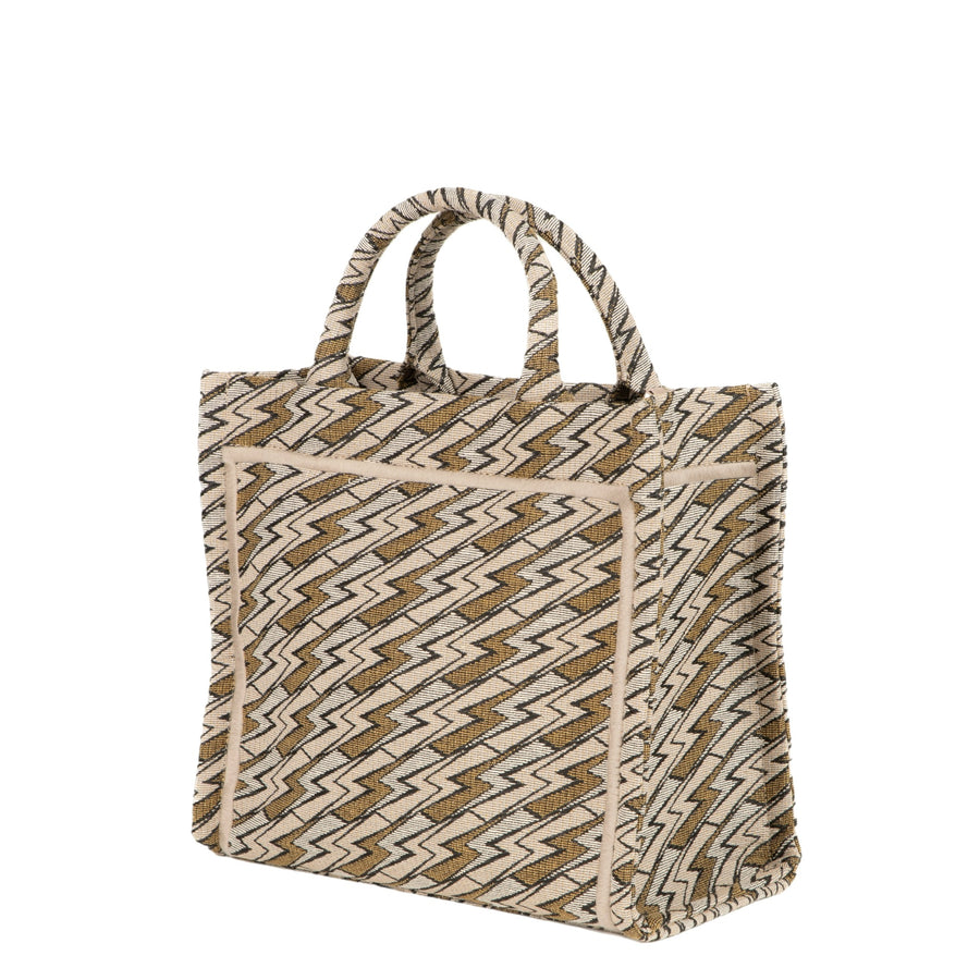 Medium Grazia PWR Jacquard Bag | Beige