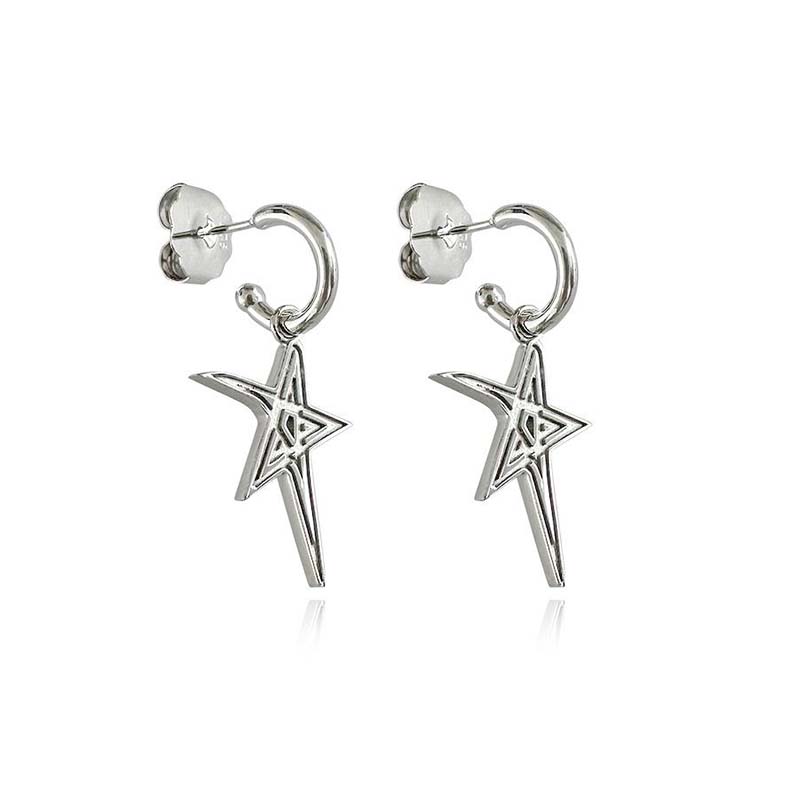 Zarcillos Argollas Estrellas Mini | Plata 925